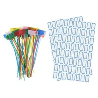 50Stk Kabelbinder Tags Etiketten Marker Selbstsichernd Weiß/Rot/GrüN/Blau/Gelb