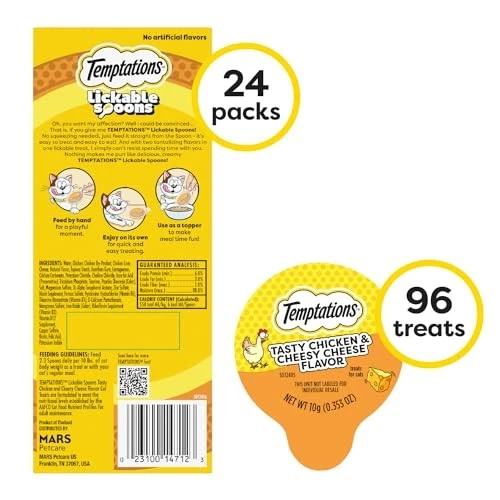 Temptations Lickable Cat Treats Chicken And Cheese 24 Count Pack Easy Feeding - Image 2 of 4