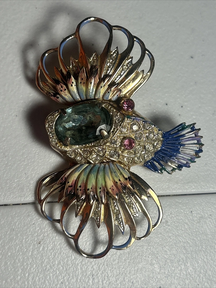Vintage Coro Craft Pegasus Sterling Rock Fish Brooch BEAUTIFUL