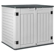 Devoko Resin Outdoor Storage Shed 34 Cu Ft Horizontal Outdoor Storage Cabinet Wa