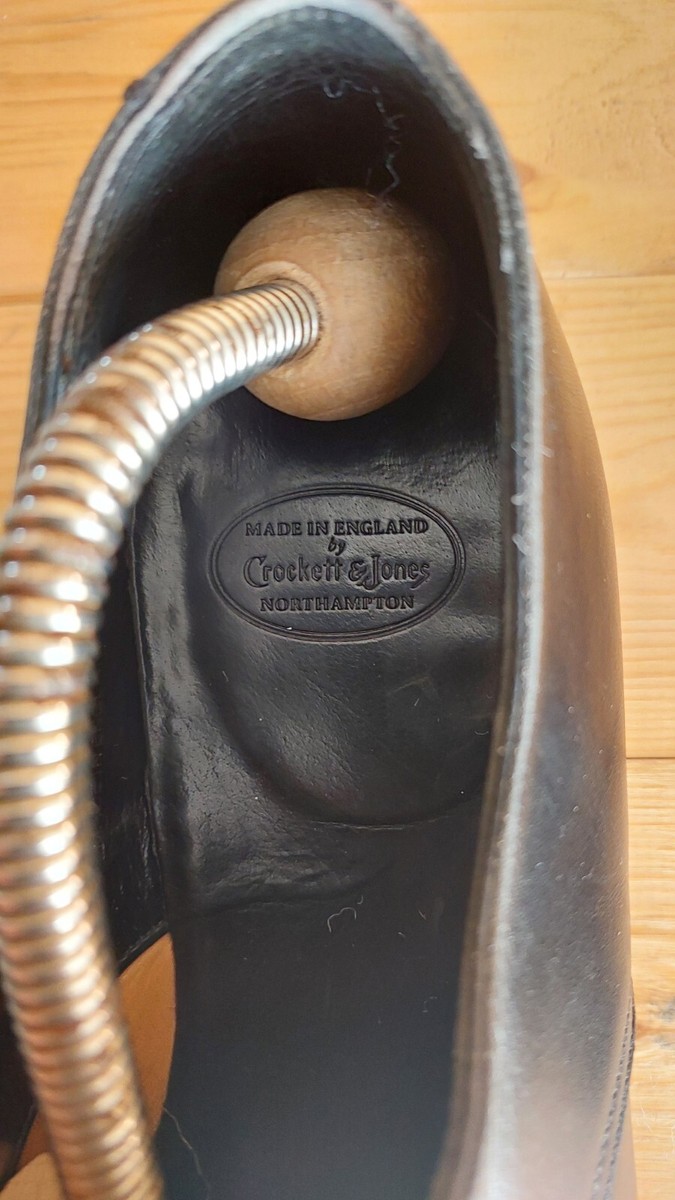 AINTREE　CROCKETT&JONES　UK8 Aintree' Black Leather Derby UK 10 E - Abbot's Shoes