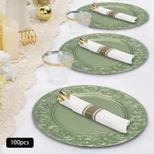 100 Pack 13 Inch Round Charger Plates Wedding Dinner Reusable Chargers Plates