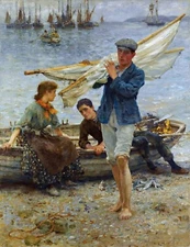 Return from Fishing Painting by Henry Scott Tuke Art Reproduction