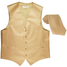 New Men's Formal Tuxedo Vest Waistcoat Necktie beige wedding party prom occasion