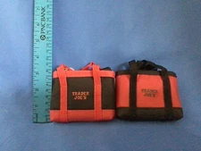 Lot of 2 TRADER JOE'S Black & Red Micro Shopping Tote Bags Mini Grocery Set NWT
