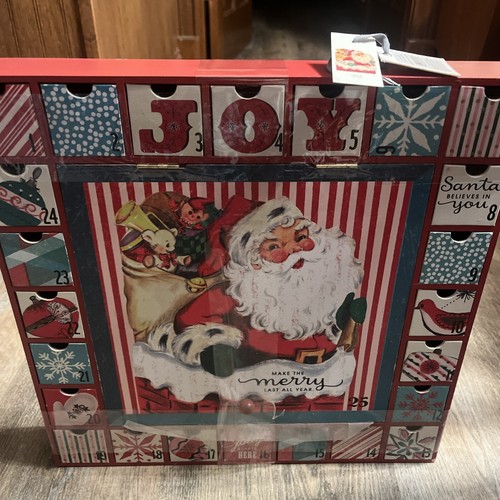Hallmark Home Wooden Advent Calendar Christmas Inspired 1952 Design 16"x16"x2" - Picture 8 of 10