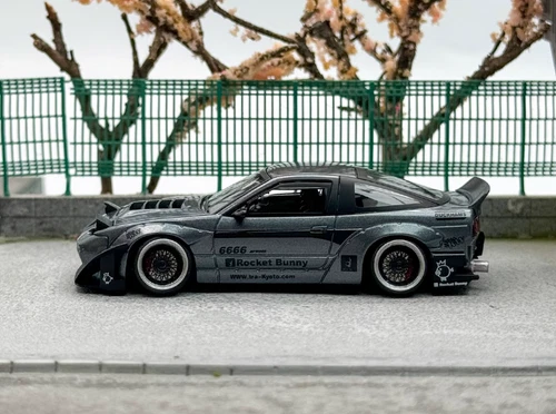 MT 1:64 JDM Gray Silvia S13 180SX Rocket Bunny Model Diecast Metal Car - Picture 6 of 18