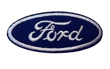 FORD Motor Company Logo - OVAL - BLUE/WHITE - Embroidered Iron-On Patch