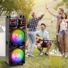 Dual 10" Woofer 9000W Bluetooth Speaker Rechargable For Party FM Karaok DJ AUX