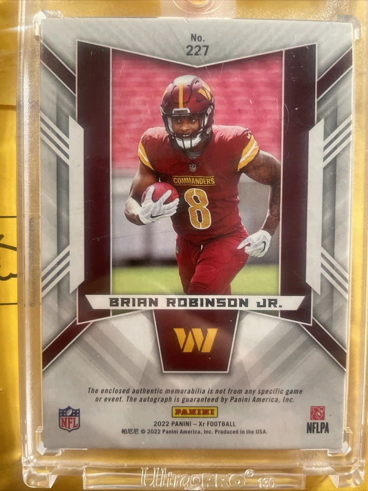 Brian Robinson Jr RPA Rookie 3 Patch Auto Commanders 2022 Panini Xr 1 of 1 - Image 2 of 3
