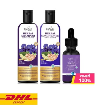 Chaba Herbal Shampoo +Conditioner+ Hair Tonic Serum Growth Stimulate SET 3 pcs