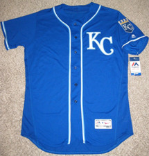 Kansas City Royals 2014 Men's 48 (XL) Blue Majestic Authentic Flex Base Jersey