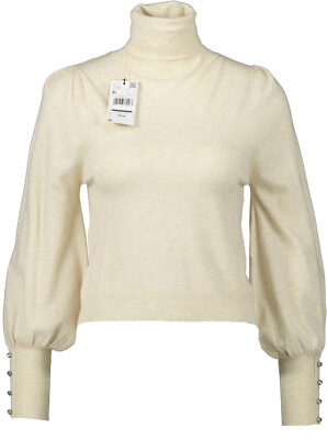 NEU! Mango Damen Langarmshirt mit Rollkragen beige Gr. M