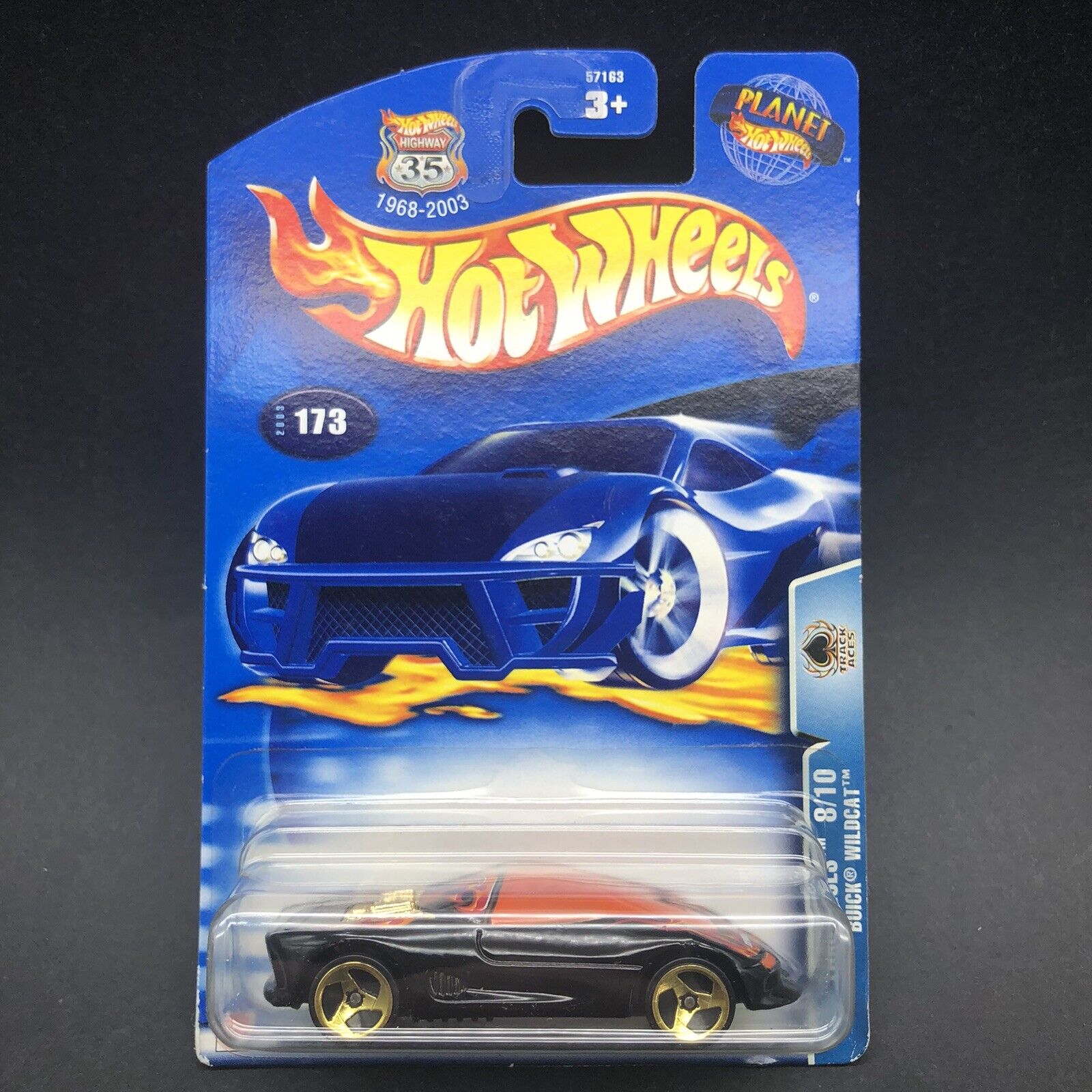 Hot Wheels Track Aces Buick Wildcat Black Car Diecast 1/64 Scale Highway 35 #173