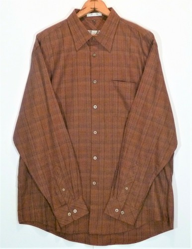 Geoffrey Beene Mens Large 16-16.5 Burgundy Rust Brown Long Sleeve Pocket Shirt - Picture 3 of 4