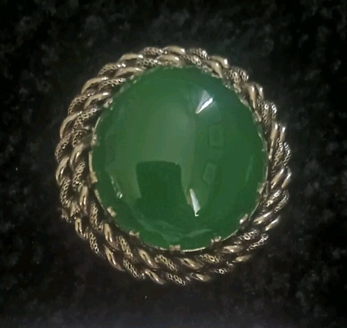 Beautiful Vintage Signed "Western Germany" Silvertone Jade Floral Brooch - 第 1/5 張圖片