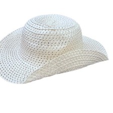 White Straw Sun Hat Cowgirl Hat Beach Lightweight Travel Cruise Vacation Pool