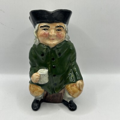 Staffordshire Colonial JUG ARTONE TOBY 5 1/4  Hand Painted Rosy Cheeks Green