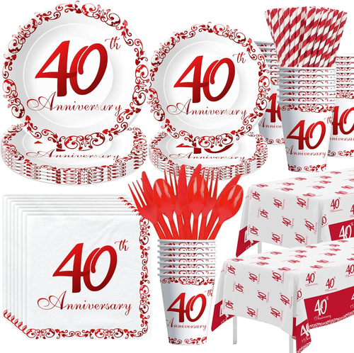 40 Jahre Jubiläum Deko Geschirr - 40. Hochzeitstag Party Zubehör