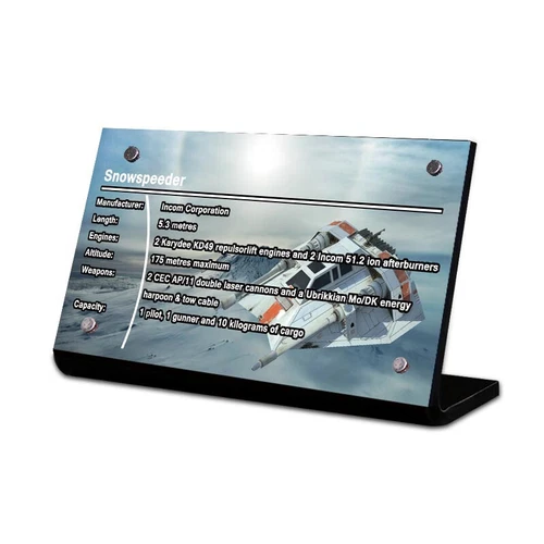Display Plaque stand for LEGO 75049 75259 75144 10129 Snowspeeder sets, SW078