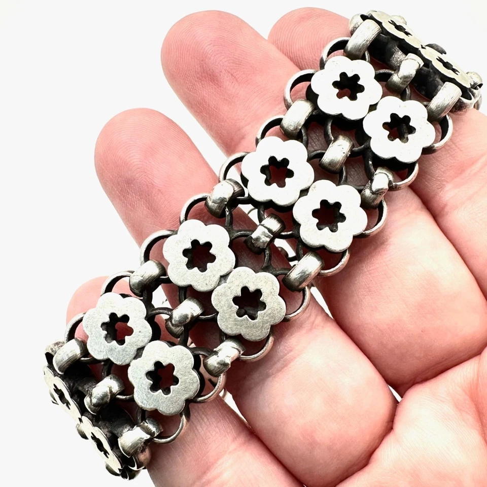 Brazalete de plata esterlina indio tradicional RA Rajasthan firmado de colección raro Foto 2 de 4