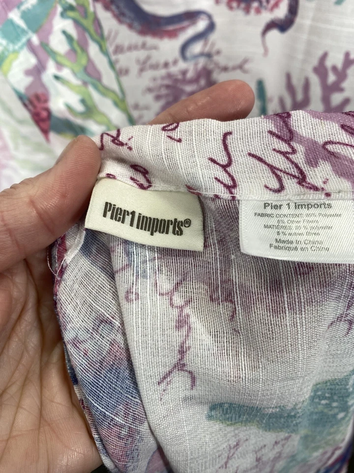 RARO Pier 1 Importaciones Mar Tema Pulpo Estrella de Mar 50" X 84" Paneles Cortina Juego De 2 Foto 3 de 4