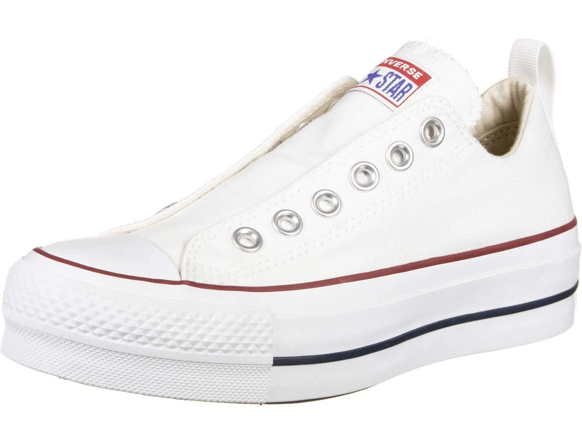 Converse Women s Lift Slip On Low White RED Blue Size 5 US eBay