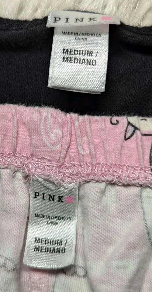 PINK K 2 Piece Pajama Set Black Pink CATS Shorts Top 100% COTTON Juniors Medium  - Image 4 of 4