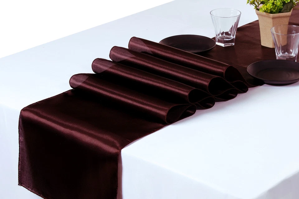 10/15/20/25/30 Corredores de Mesa Satén Boda Banquete Mesa Decoración 12" X 108" Foto 3 de 4