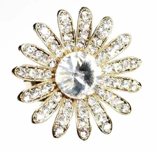 Crystal Sunflower Flower Cocktail Ring Adjustable Size
