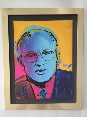 PETER MAX + MIKHAIL GORVACHEV + 1999 SIGNED PRINT  + NEW GOLDEN FRAME