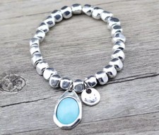 Handmade Uno STYLE De nico 50's Stretch Bracelet PALE BLUE B56