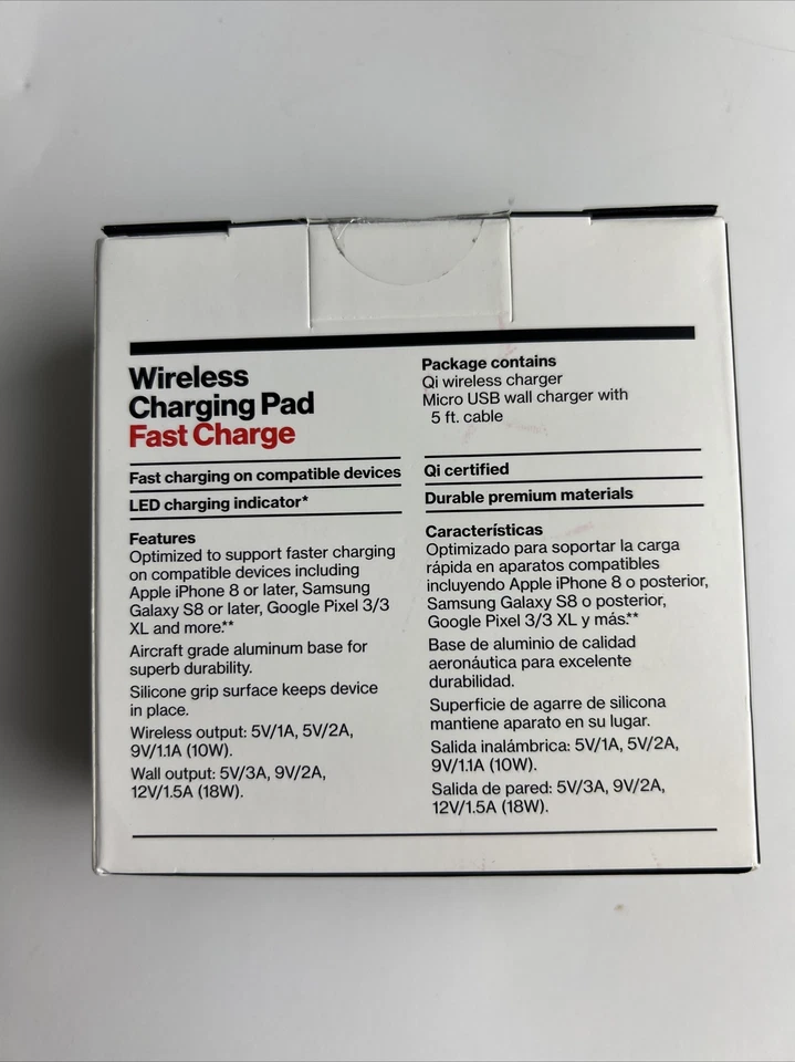 Cargador rápido Verizon almohadilla de carga inalámbrica para iPhone Samsung Google - TOTALMENTE NUEVO Foto 2 de 4