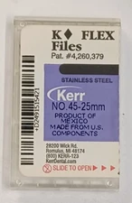 Kerr Dental Size 45 25mm Stainless Steel K-FLEX file 6-file per box 