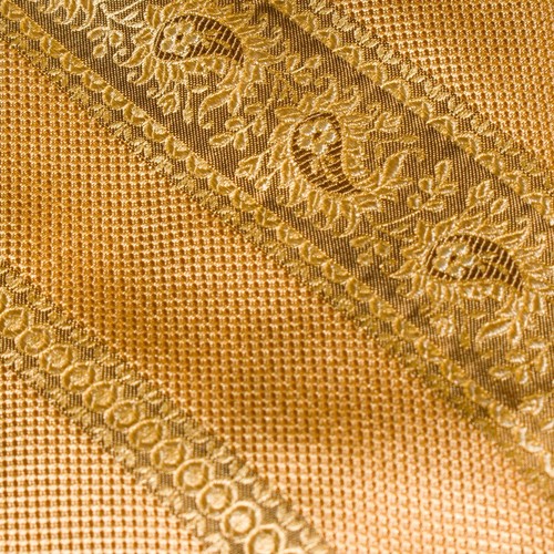 NWOT Paul Fredrick Silk Tie Gold Floral Stripe Men's Designer Necktie XL - Picture 5 of 5