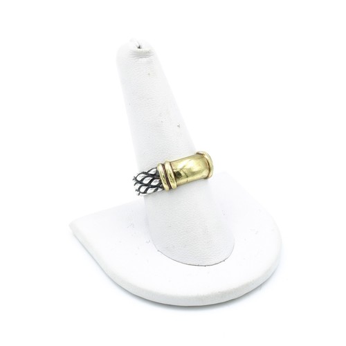 David Yurman Twist Cable Band Sterling Silver & 14k Gold Size 9 Ring #S2664-5