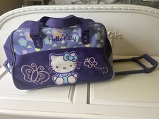 HELLO KITTY 2003 Purple Blue w/Butterflies Carry-on Duffle Bag w/Wheels Used