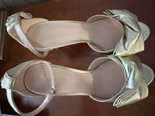 Kate Spade New York Bridal Bow Open Toe Heel. Gold Tone. Leather. Size 8B