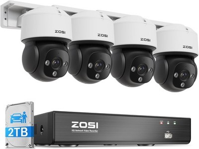 ZOSI C290 4K 8CH POE IP Security Camera System 4x8MP 360 View Outdoor Camera 2TB