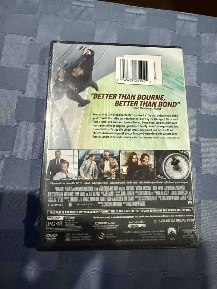 Mission Impossible Rogue Nation (DVD 2015 NEW) Tom Cruise Rebecca Ferguson New - Image 2 of 2