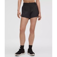 Lululemon Hotty Hot High Rise Lined Short 4" Long Black Athletic Gym Womens 4