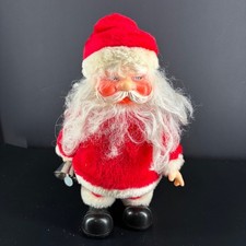 Vintage Battery-Operated Santa Claus Toy With Bell Red White Suit Christmas De