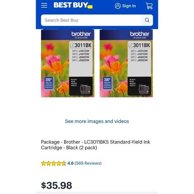 BrotherMFC-J491DW Wireless All-1 Inkjet Printer with LC3011 LC3013 Ink Bundle