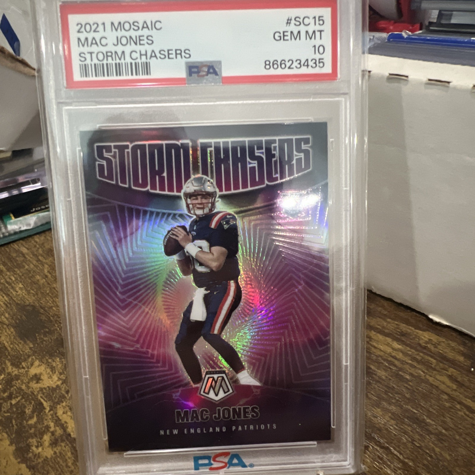 Mac Jones Storm Chasers Psa 10 Rookie 2021 Mosaic Case Hit