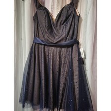 Breeze Me Navy Blue Nude Mesh Glitter Party Dress Size 3 HM237916 908