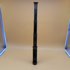 Antique Collapsible 16" Brass And Leather Spyglass Maritime Telescope Viewfinder