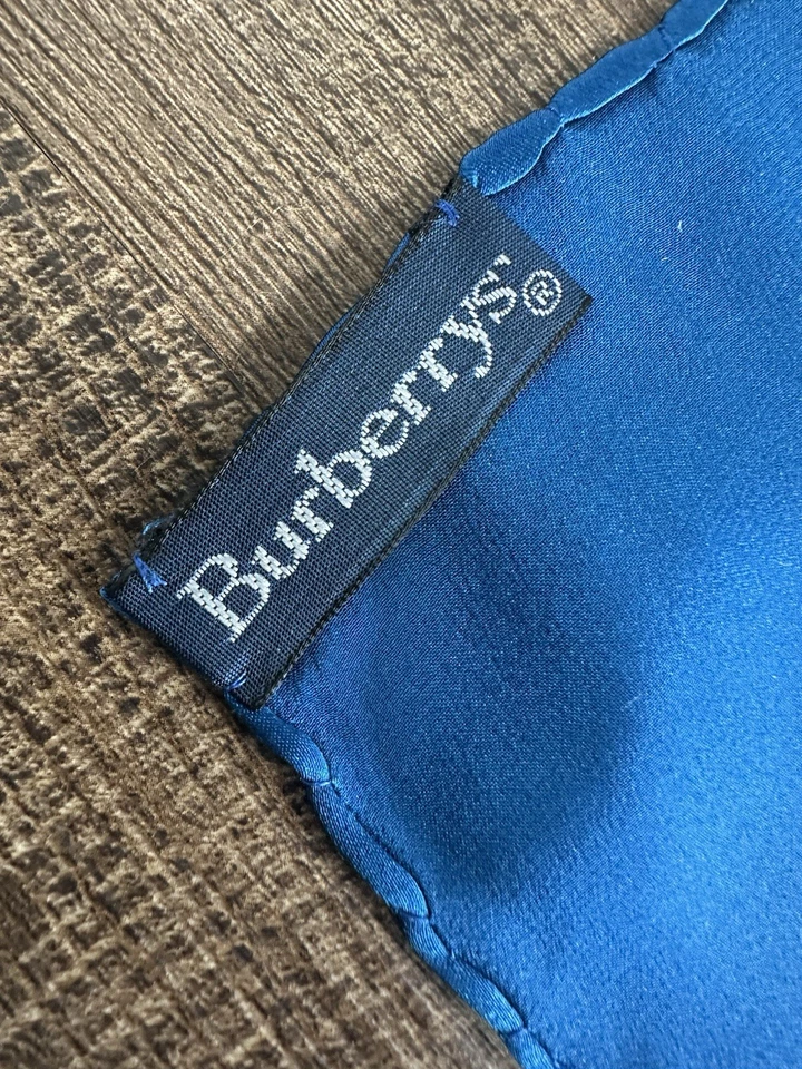 Burberry Blue Silk Italy Monogram Scarf  Italy 34”x35” Vintage - Image 4 of 4