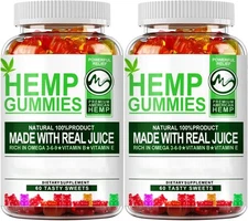 2 Pack Hemp-Oil-Gummies High Strength Stress Relief Fruity Gummy 120 Gummies