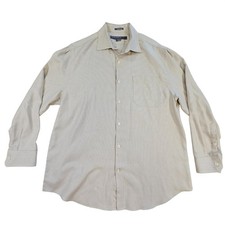 Perry Ellis Portfolio Mens Tan Micro Check Button Down Shirt Classic Fit 16.5 L