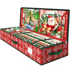 Gray Snowflake Print Gift Wrap Storage Organizer with Compartments — listing 4